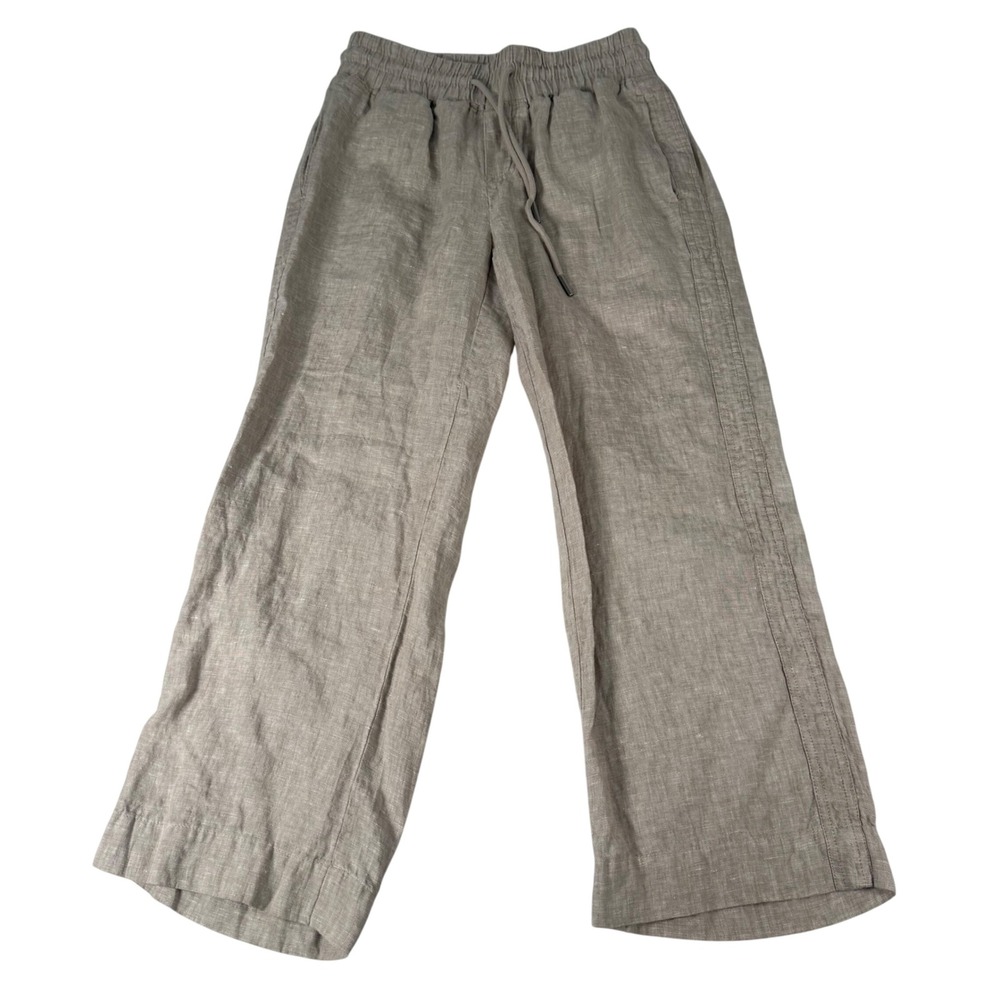 Quince Linen Pants Womens XS Beige 100% Flax Coastal Wide Leg Drawstring Casual
